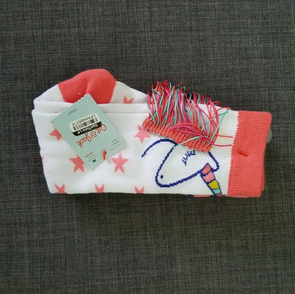 NWT unicorn kids socks M